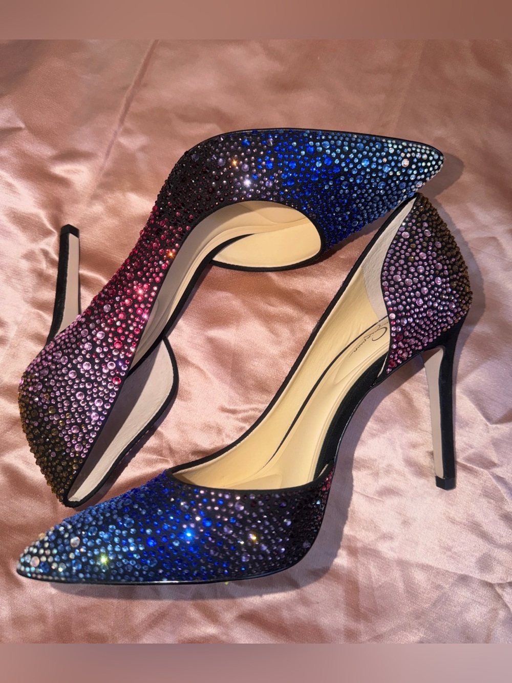 Jessica Simpson Ombre Crystal D'Orsay Pump in Pink and Blue - Picture 2 of 9